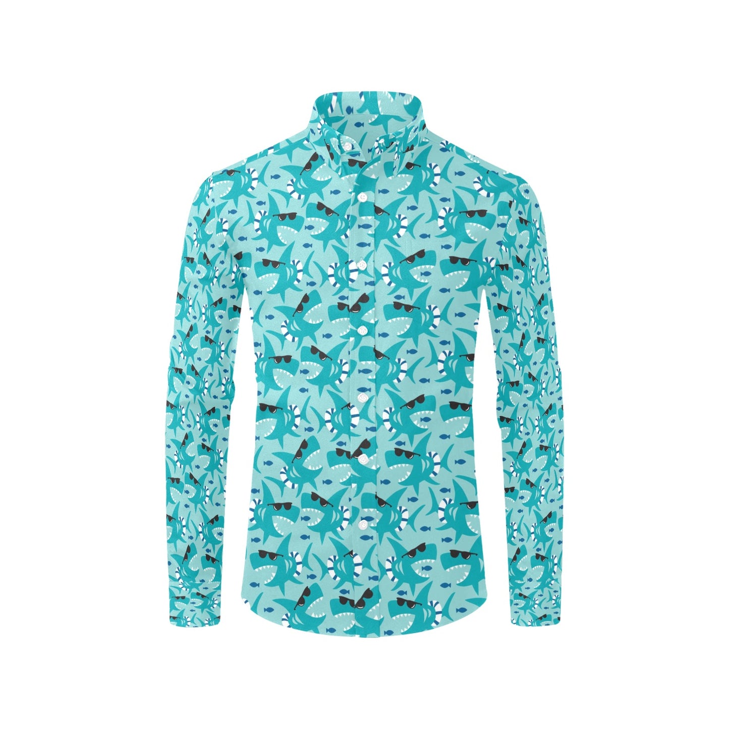 Shark Cute Print Design LKS302 Men's Long Sleeve Dress Shirt