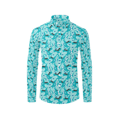 Shark Cute Print Design LKS302 Men's Long Sleeve Dress Shirt
