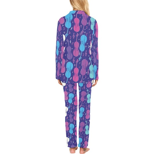 Cello Pattern Print Design 01 Women's Long Pajama Set