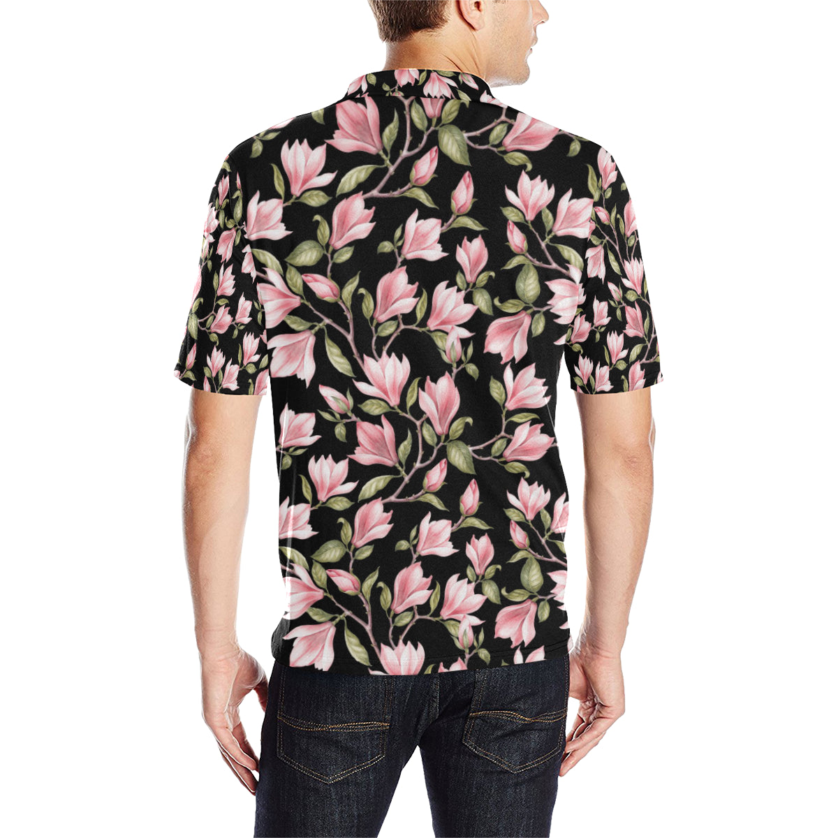 Magnolia Pattern Print Design MAG03 Men Polo Shirt