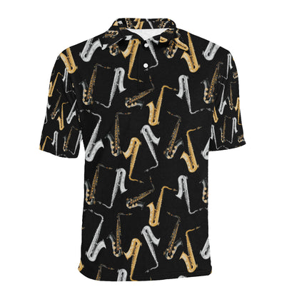 Saxophone Pattern Print Design 01 Men Polo Shirt