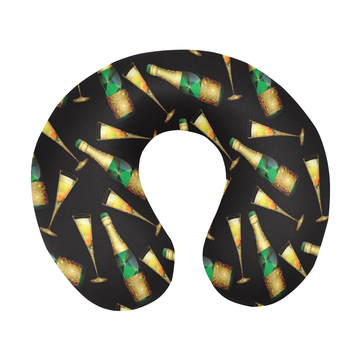 Champagne Pattern Print Design 02 U-Shaped Travel Neck Pillow