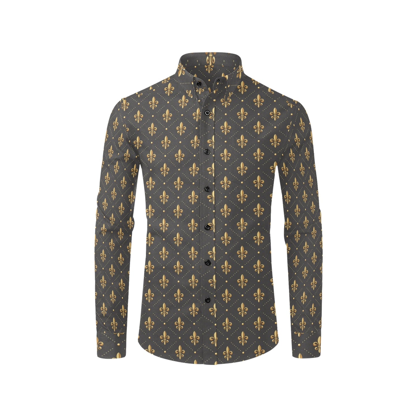 Fleur De Lis Print Design LKS402 Men's Long Sleeve Dress Shirt