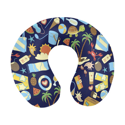 Beach Themed Pattern Print Design 04 U-Shaped Travel Neck Pillow