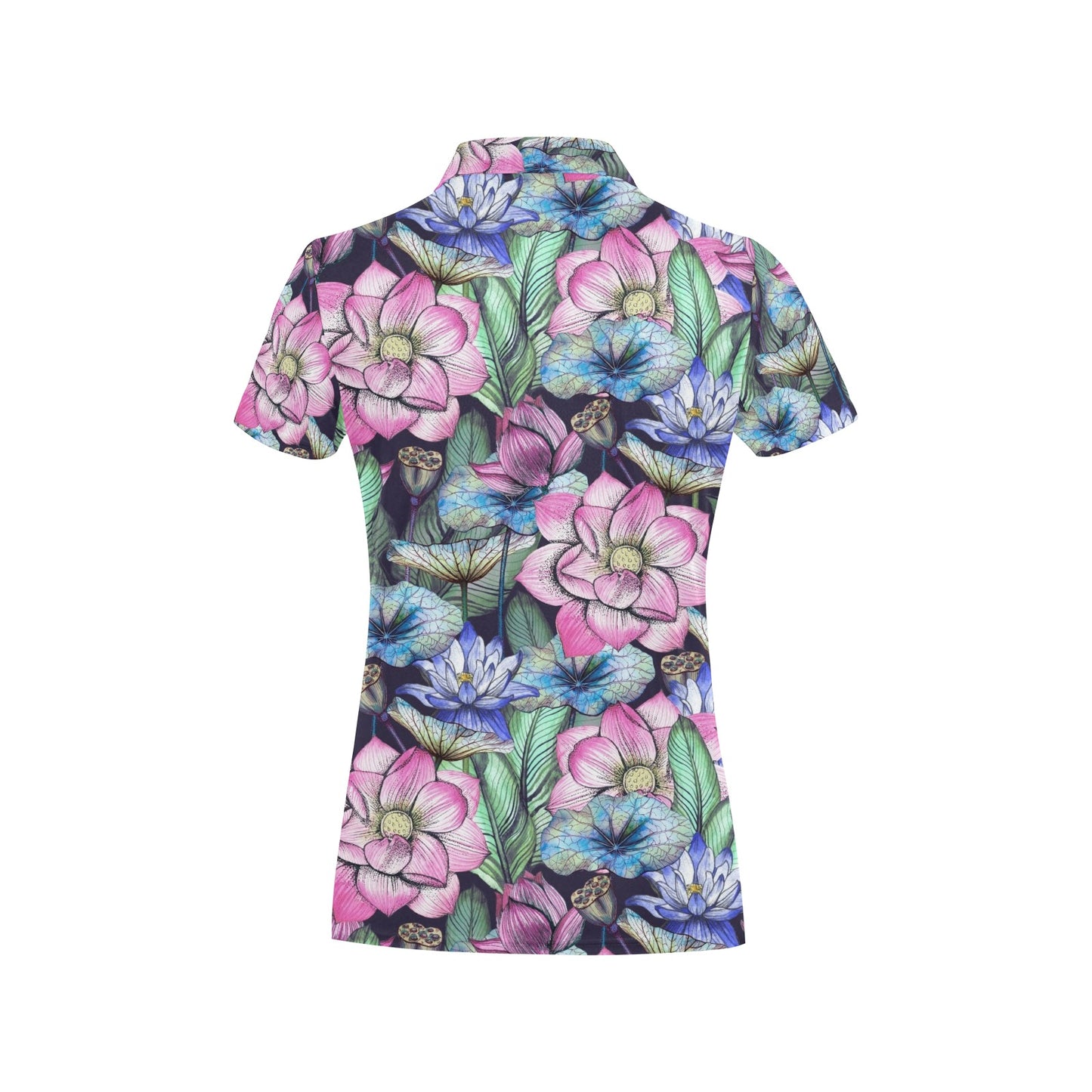 Water Lily Pattern Print Design WL07 Women's Polo Shirt