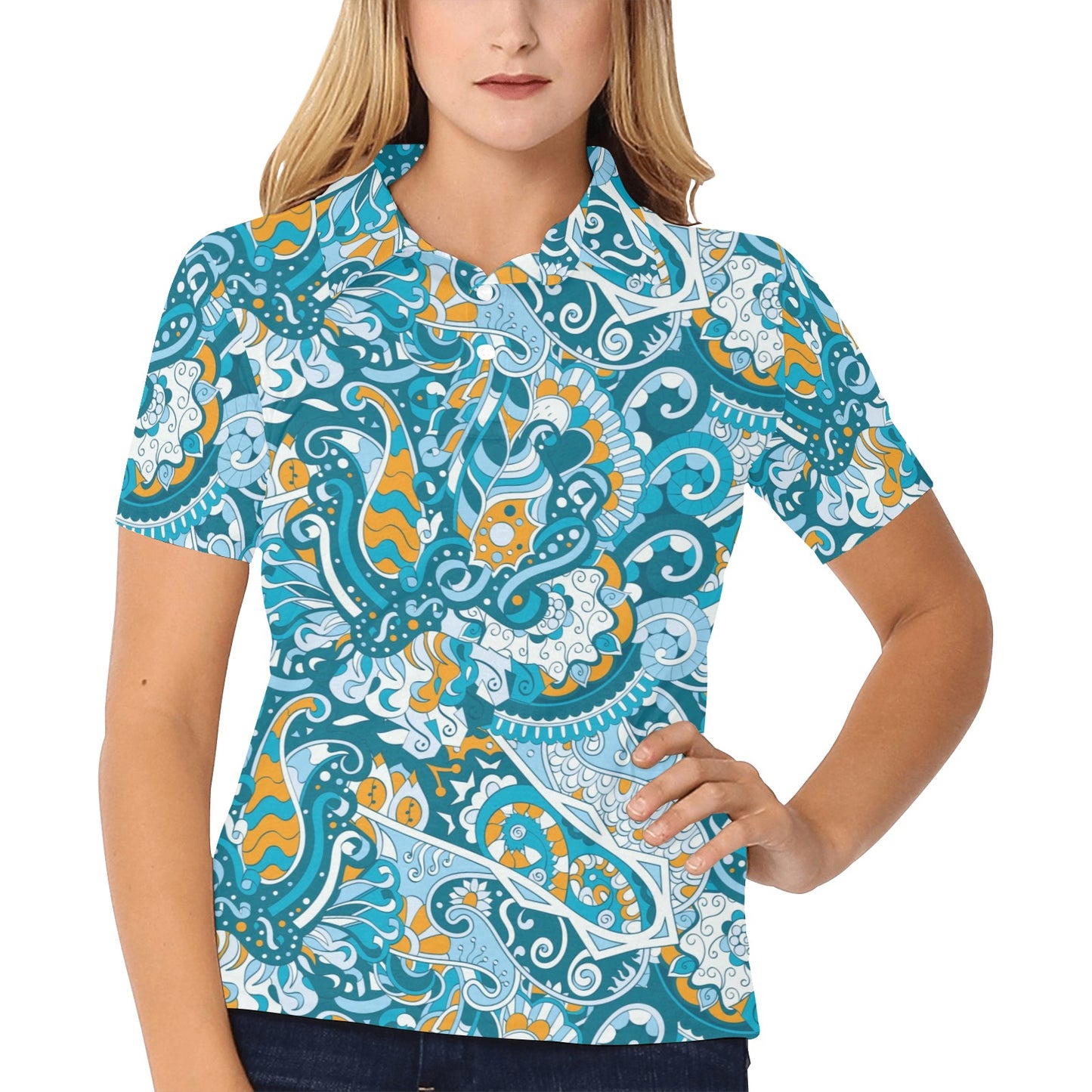 Funky Retro Pattern Print Design A03 Women's Polo Shirt