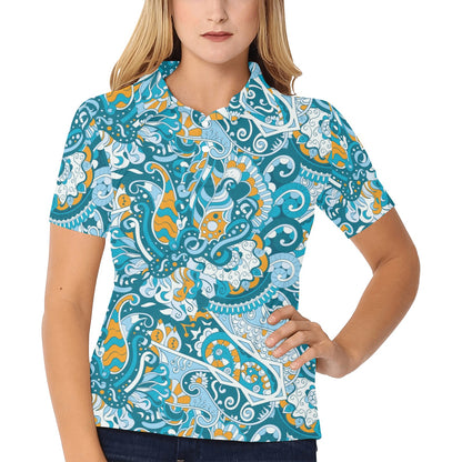 Funky Retro Pattern Print Design A03 Women's Polo Shirt