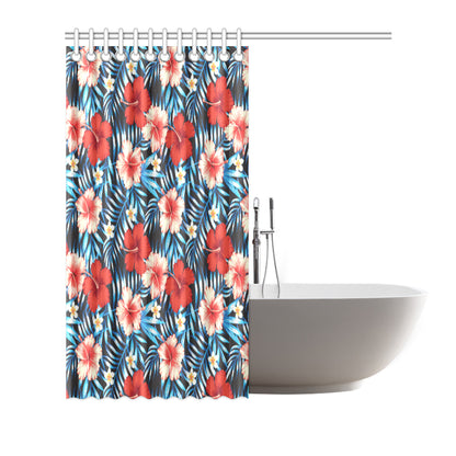 Red Hibiscus Blue Scene Shower Curtain