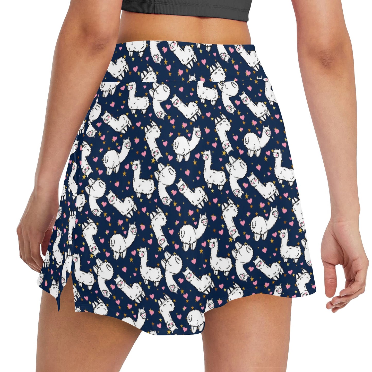 Alpaca Heart Star Design Themed Print 17" Golf & Pickleball Skort with Pockets