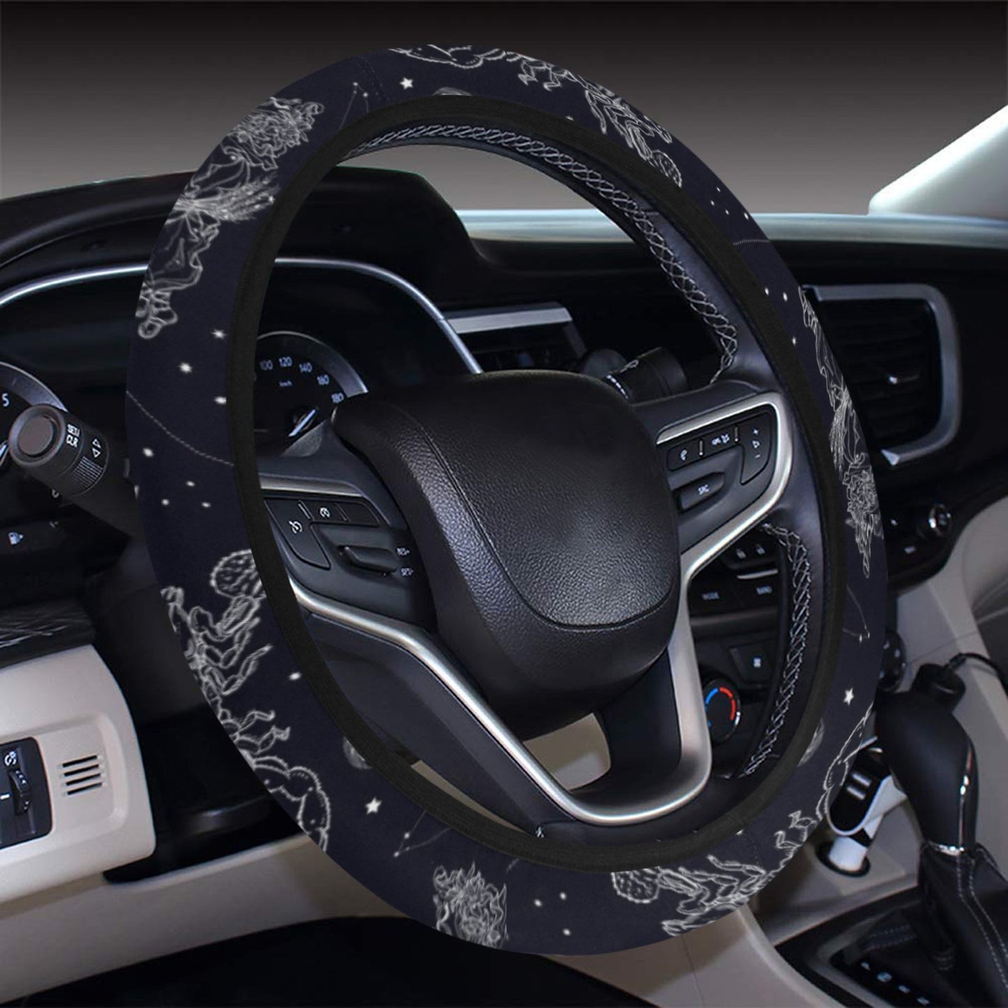Zodiac Print Design LKS304 Steering Wheel Cover with Elastic Edge