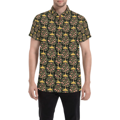 Tree Of Life Print Design LKS303 Men Short Sleeve Button Up Shirt