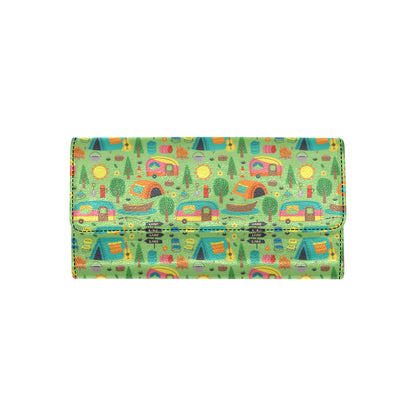 Camping Camper Pattern Print Design 04 Women's Trifold Wallet