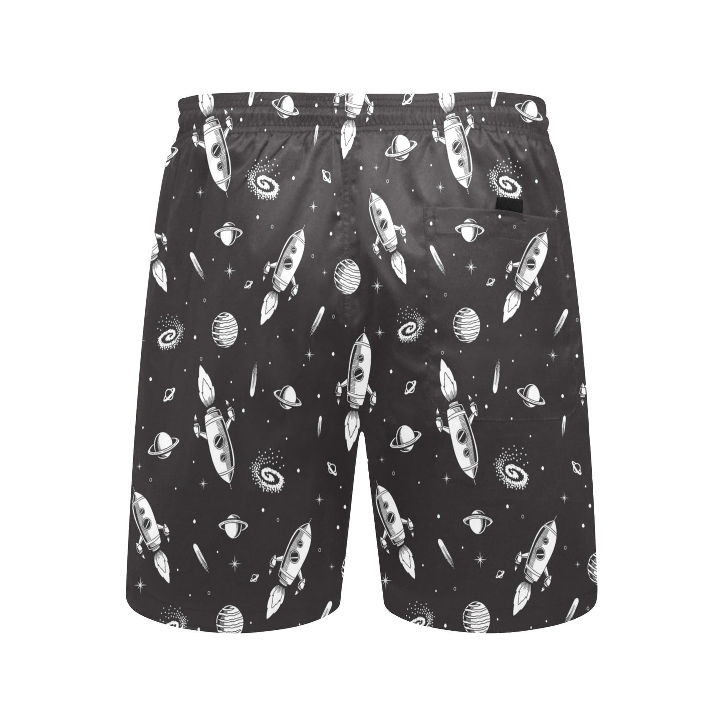 Space Rocket Print Design LKS303 Men's Swim Trunks Beach Shorts
