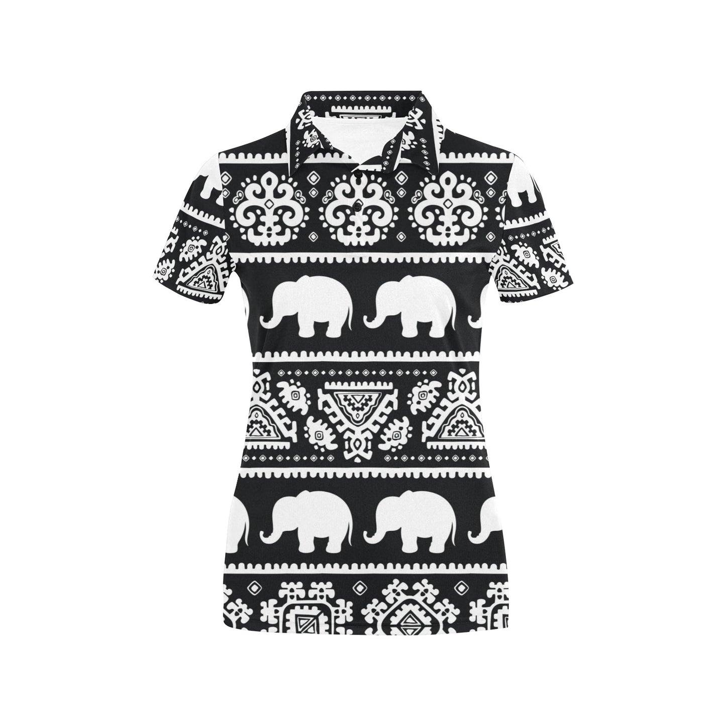Elephant Pattern Women's Polo Shirt