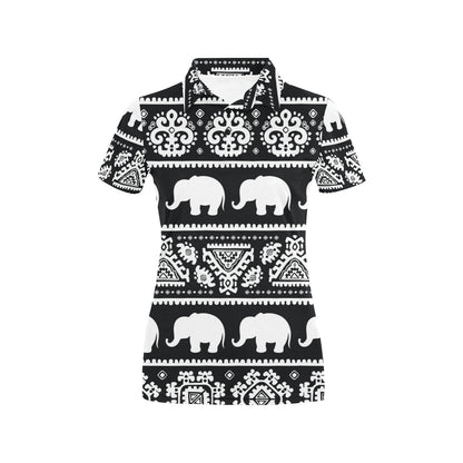 Elephant Pattern Women's Polo Shirt
