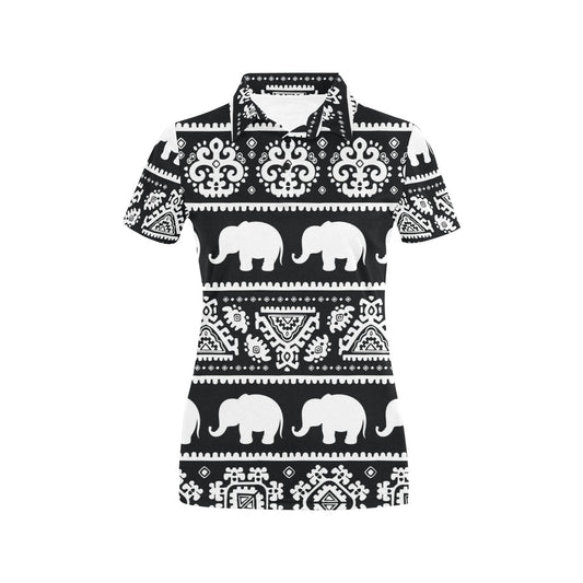 Elephant Pattern Women's Polo Shirt