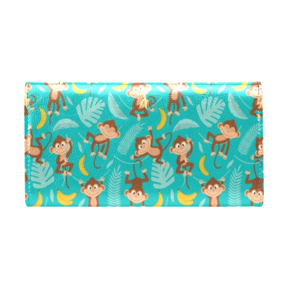 Monkey Happy Design Themed Print Women's Trifold Wallet