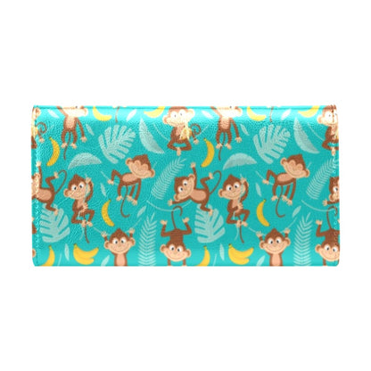 Monkey Happy Design Themed Print Women's Trifold Wallet
