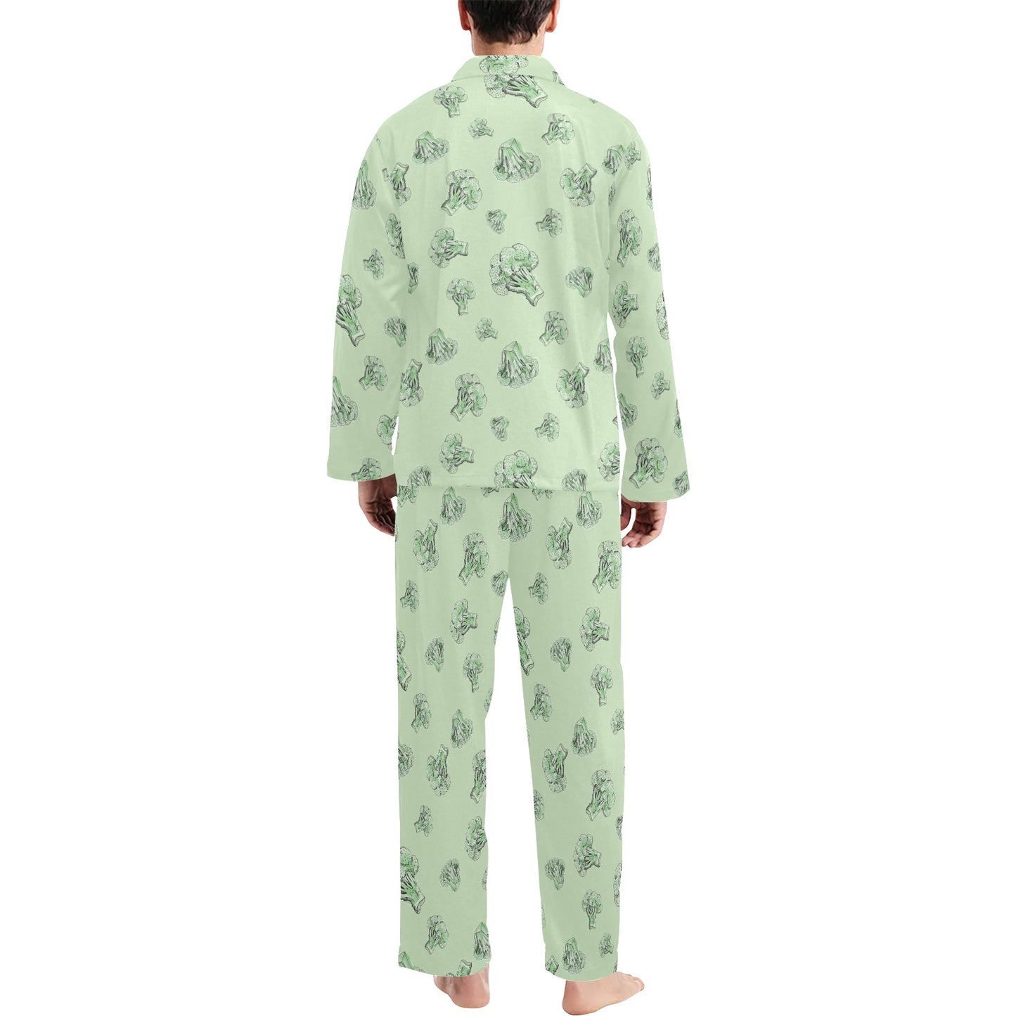 Broccoli Pattern Print Design 05 Men's Long Pajama Set