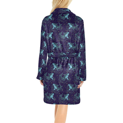 Shark Themed Print Women's Fleece Robe