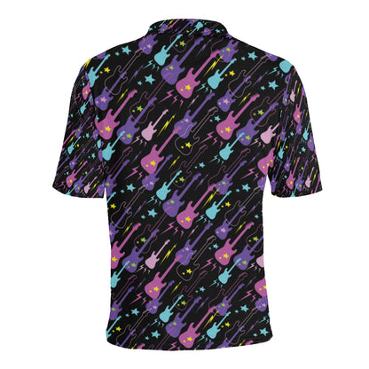 Electric Guitar Pattern Print Design 02 Men Polo Shirt