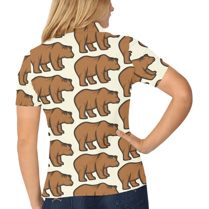 Bear Pattern Print Design BE05 Women's Polo Shirt