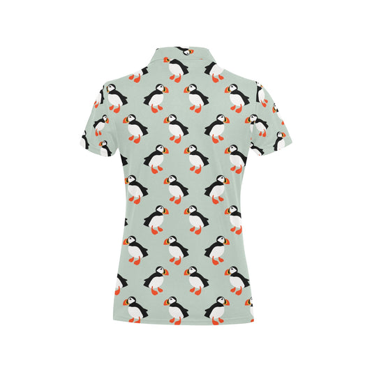 Puffin Pattern Print Design A03 Women's Polo Shirt