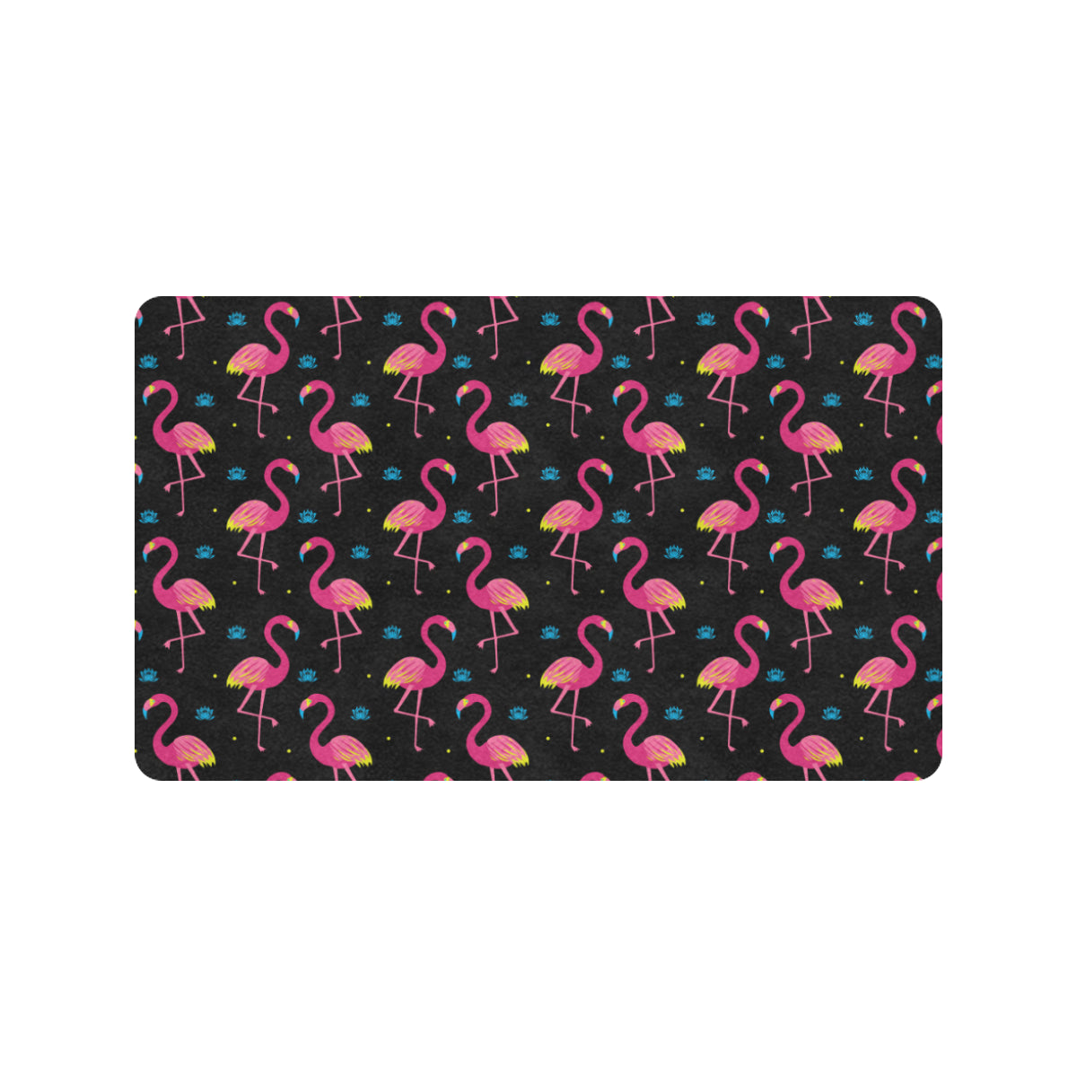 Flamingo Pink Neon Print Pattern Rubber Doormat