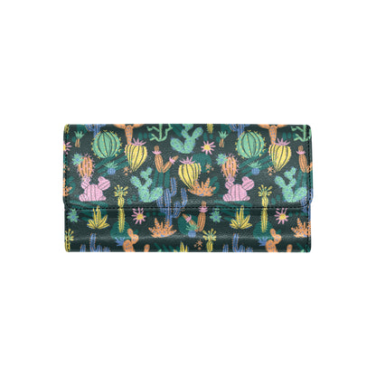 Cactus Pattern Print Design 05 Women's Trifold Wallet