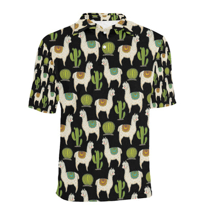 Alpaca Cactus Pattern Print Design 07 Men Polo Shirt
