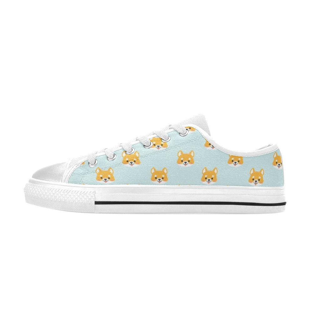 Shiba Inu Print Design LKS301 Women's White Low Top Shoes