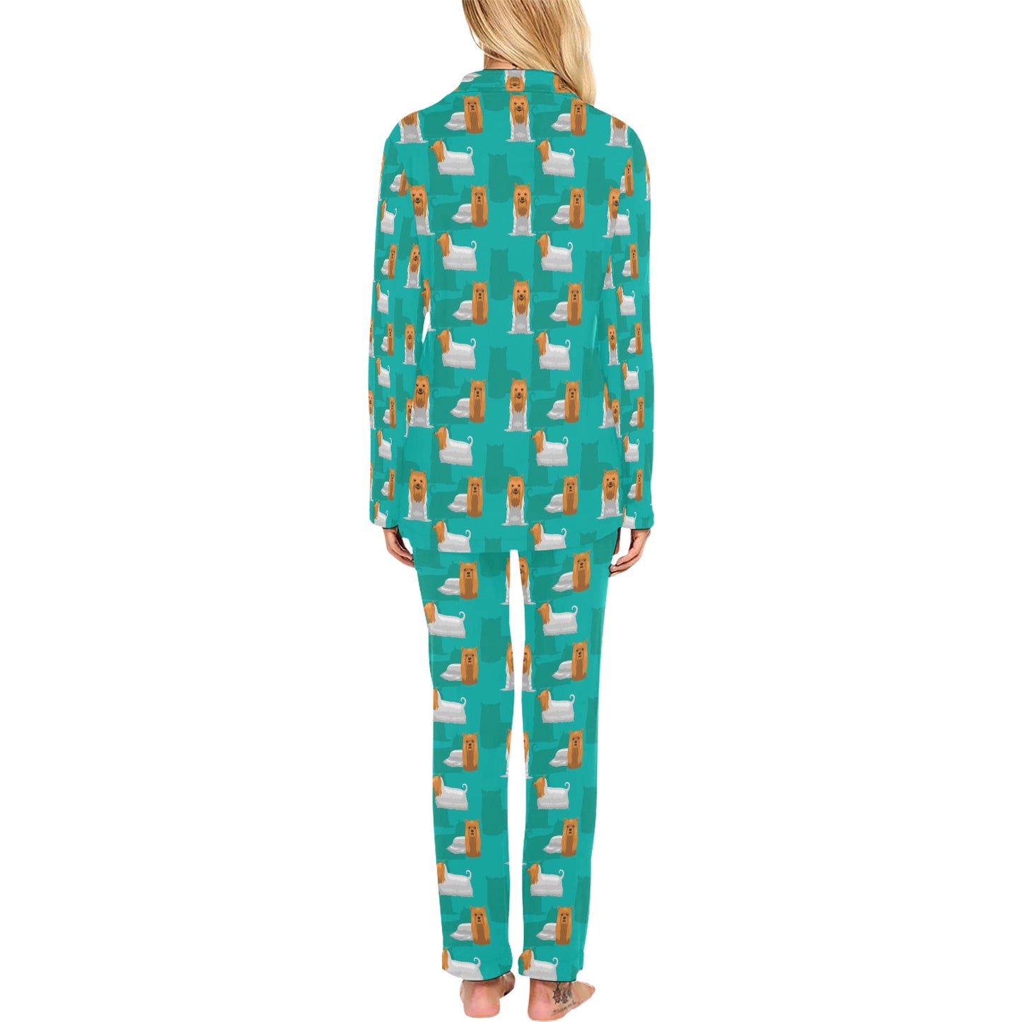 Silky Terriers Print Design LKS301 Women's Long Pajama Set