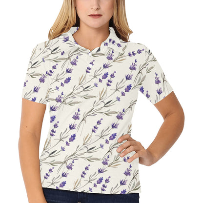 Lavender Pattern Print Design 01 Women's Polo Shirt