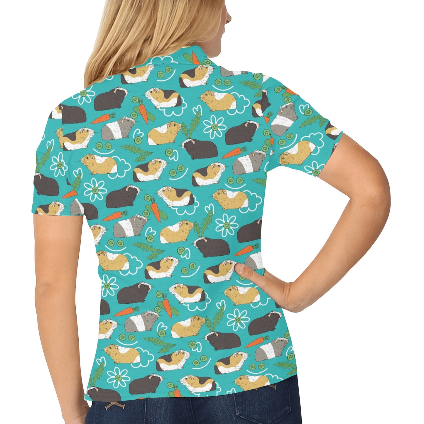 Guinea Pig Print Design LKS402 Women's Polo Shirt