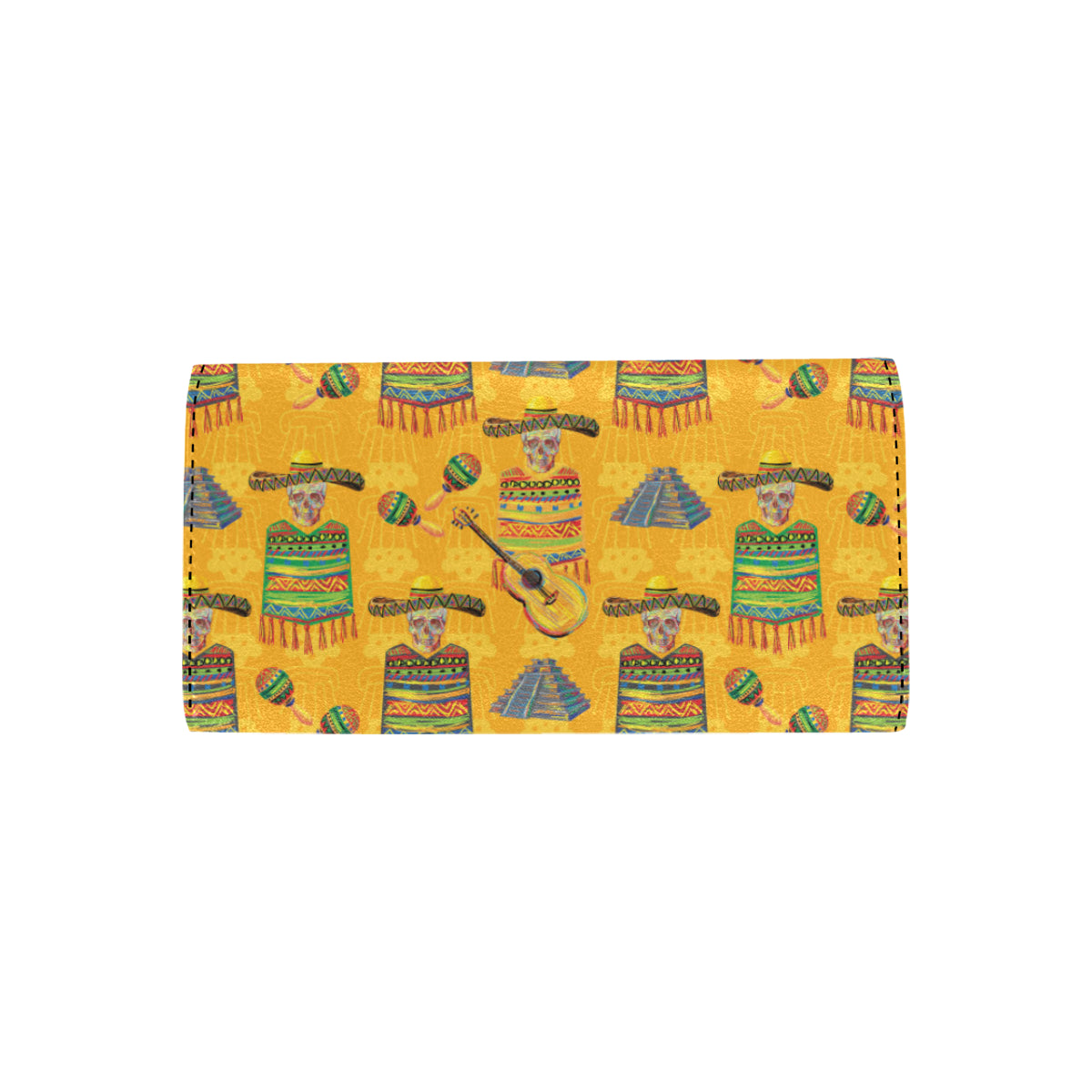 Maracas Mexican Style Pattern Print Design 02 Women's Trifold Wallet