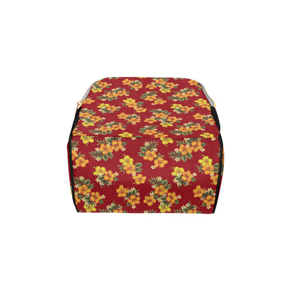 Orange Hibiscus Pattern Print Design HB026 Diaper Bag Backpack