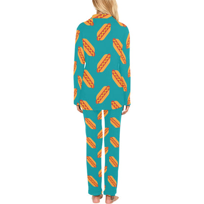 Hot Dog Pattern Print Design 03 Women's Long Pajama Set