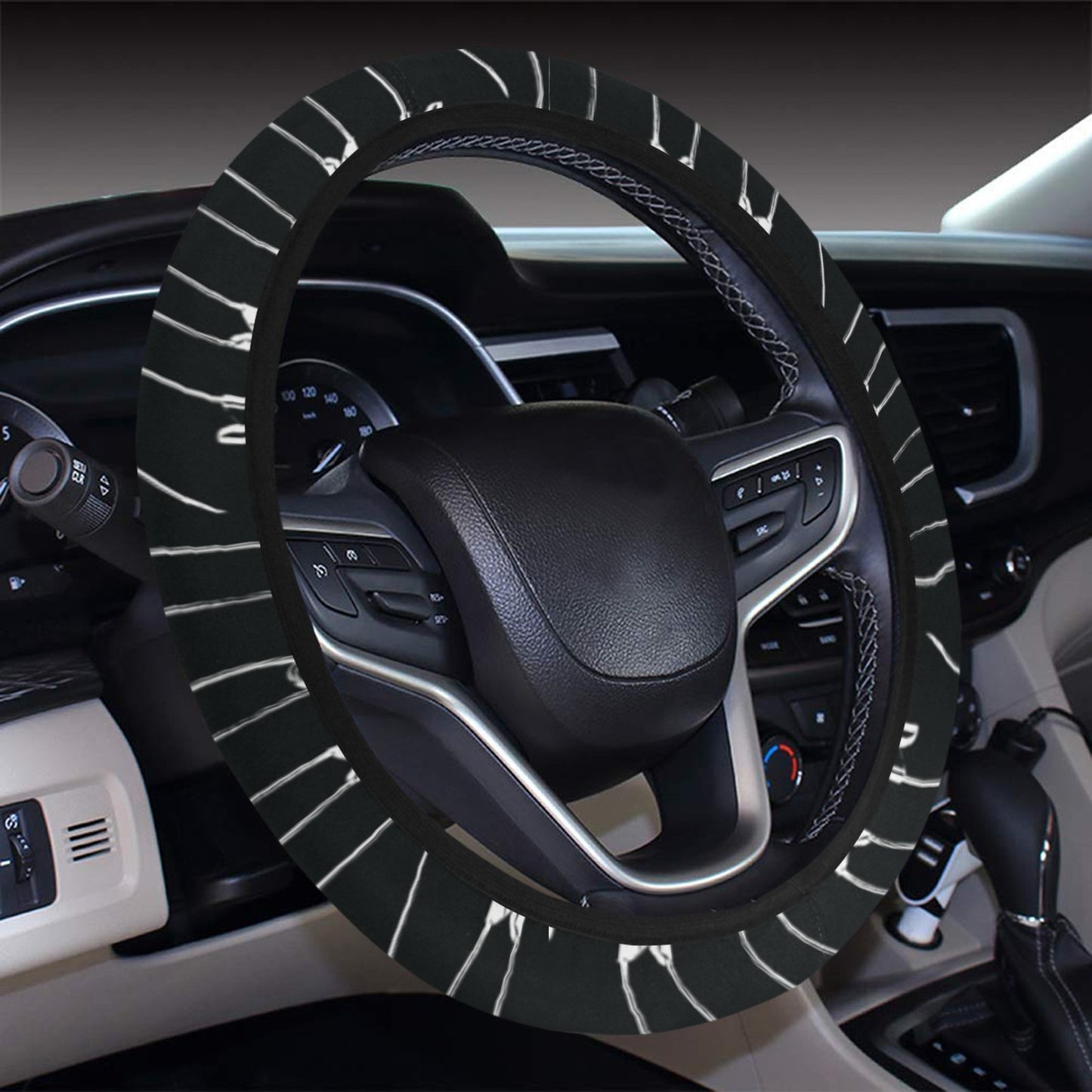 Safety Pin Print Design LKS302 Steering Wheel Cover with Elastic Edge