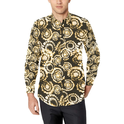 Tie Dye Print Design LKS307 Men's Long Sleeve Dress Shirt