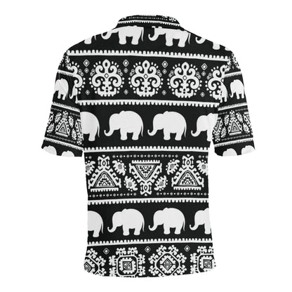 Elephant Pattern Men Polo Shirt