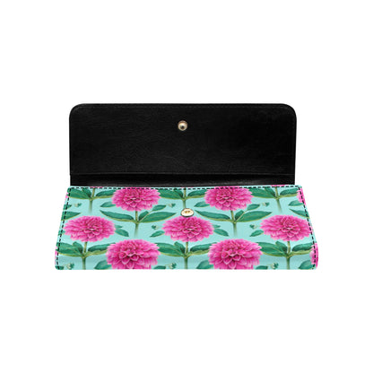 Dahlia Pattern Print Design DH08 Women's Trifold Wallet