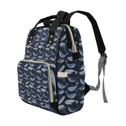 Whale Print Design LKS301 Diaper Bag Backpack