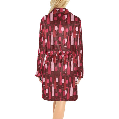Wine Print Design LKS304 Women's Fleece Robe