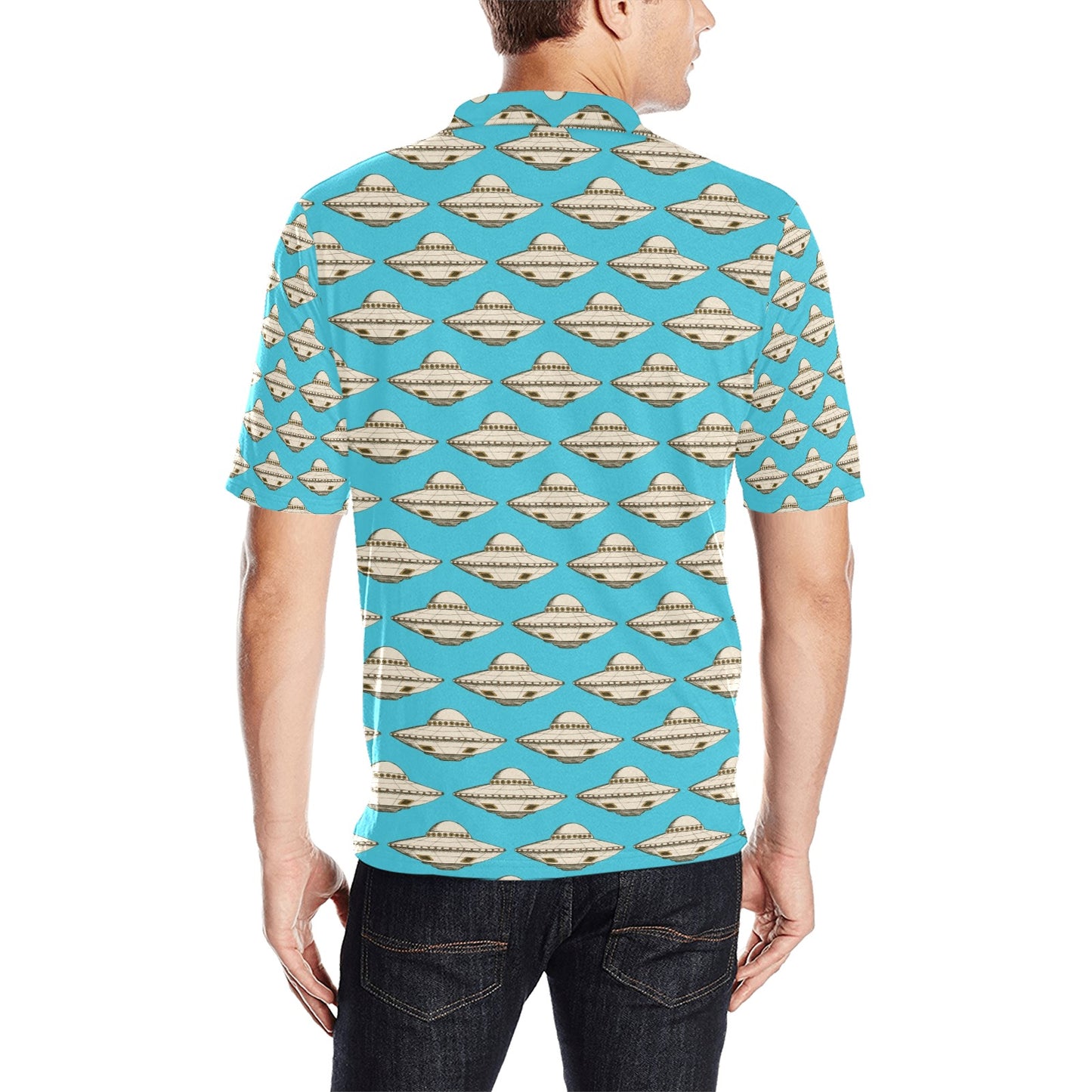 UFO Print Design LKS301 Men Polo Shirt