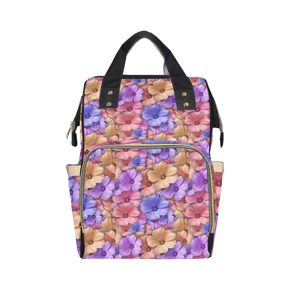 Colorful Geranium Pattern Diaper Bag Backpack