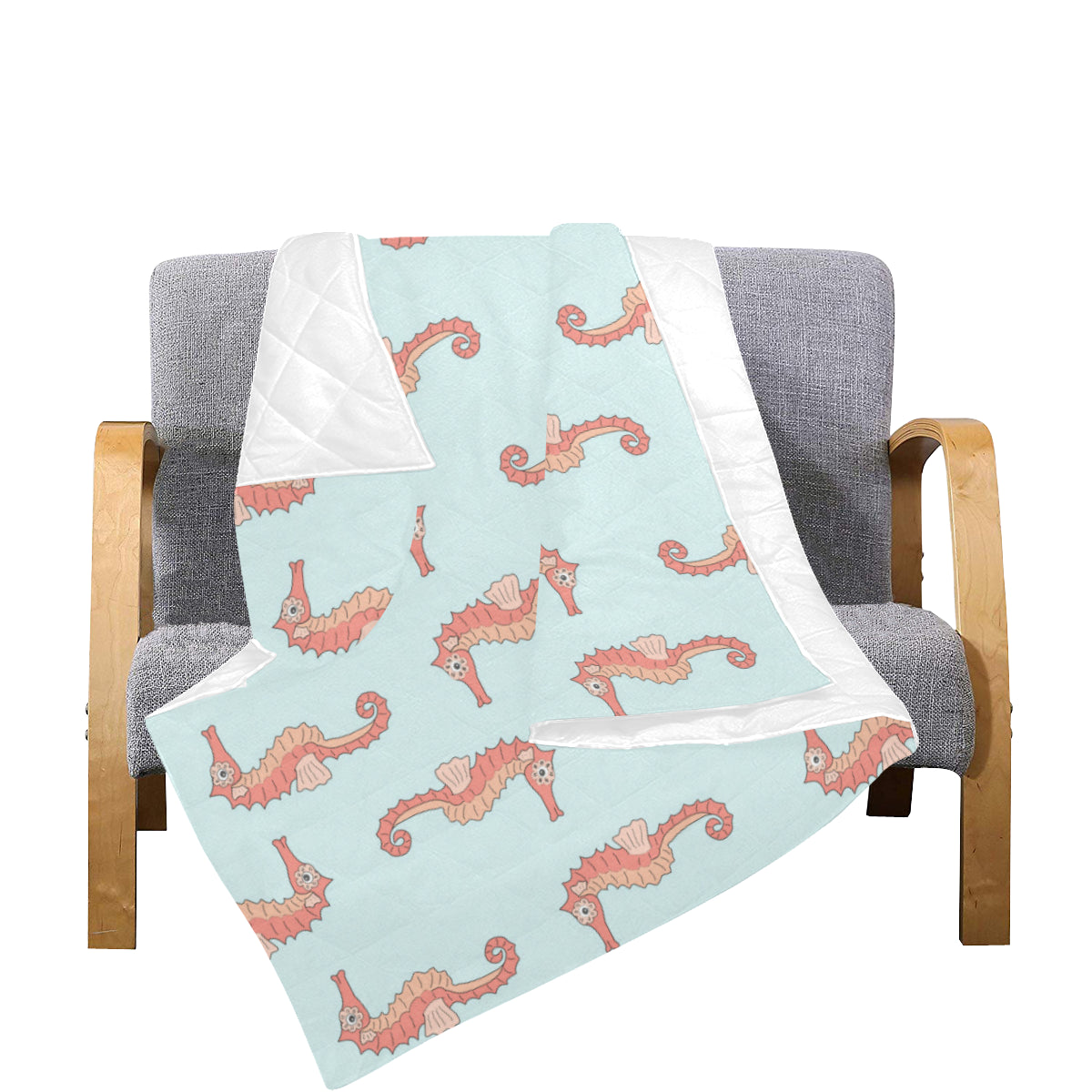 SeaHorse Pattern Print Design 01 Premium Quilt