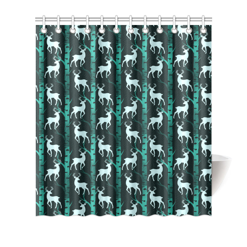 Deer Jungle Print Pattern Shower Curtain