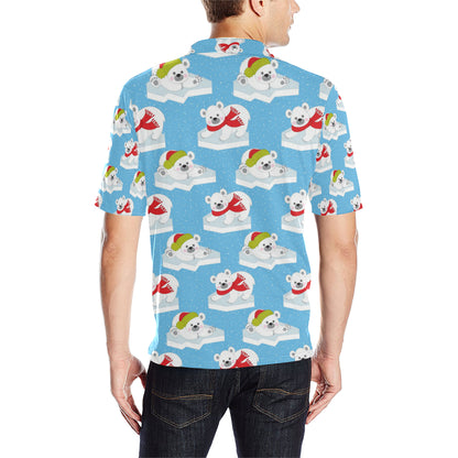 Polar Bear Pattern Print Design PB06 Men Polo Shirt