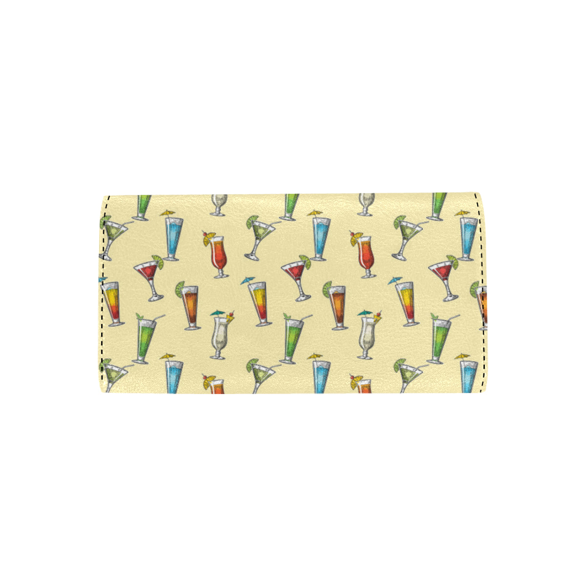 Cocktail Pattern Print Design 02 Women's Trifold Wallet