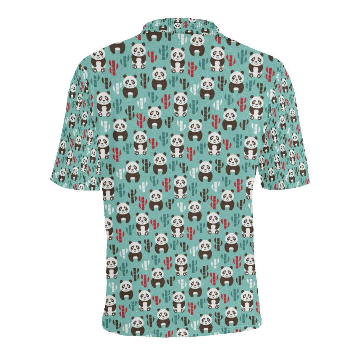 Panda Bear Cute Themed Print Men Polo Shirt